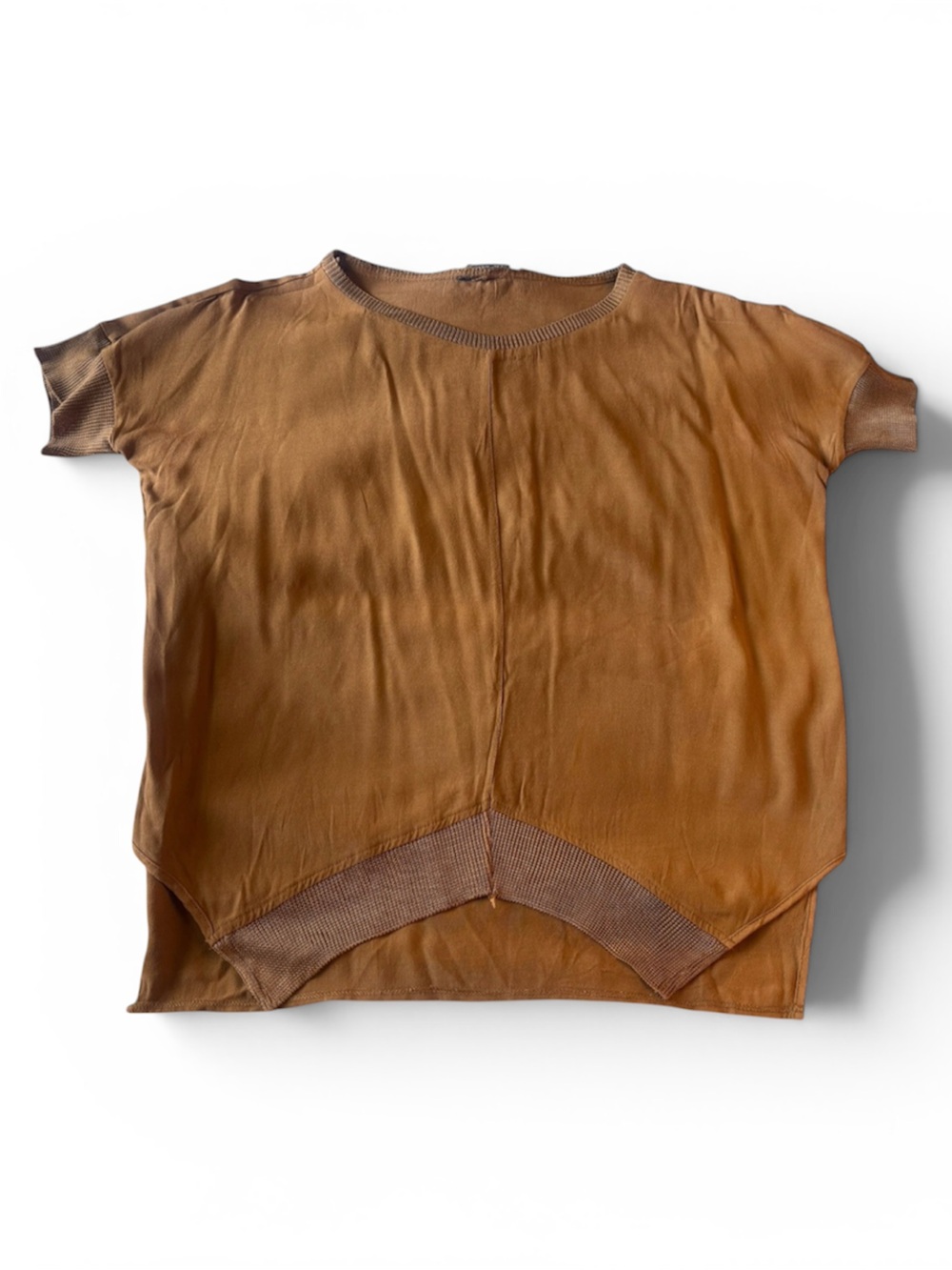 ZARA Women's Lightweight Brown Short-Sleeve Top